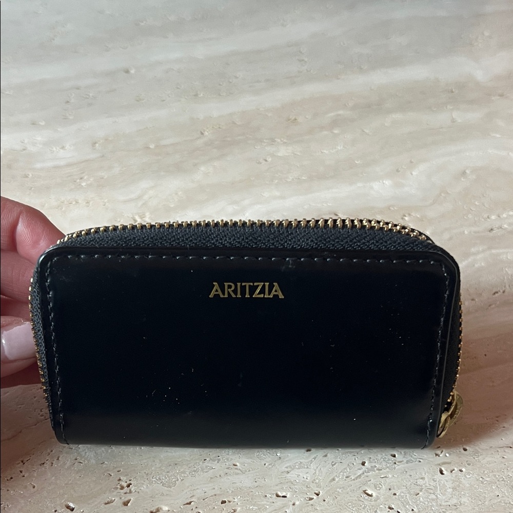 Aritzia Black Card Holder with Gold Accents